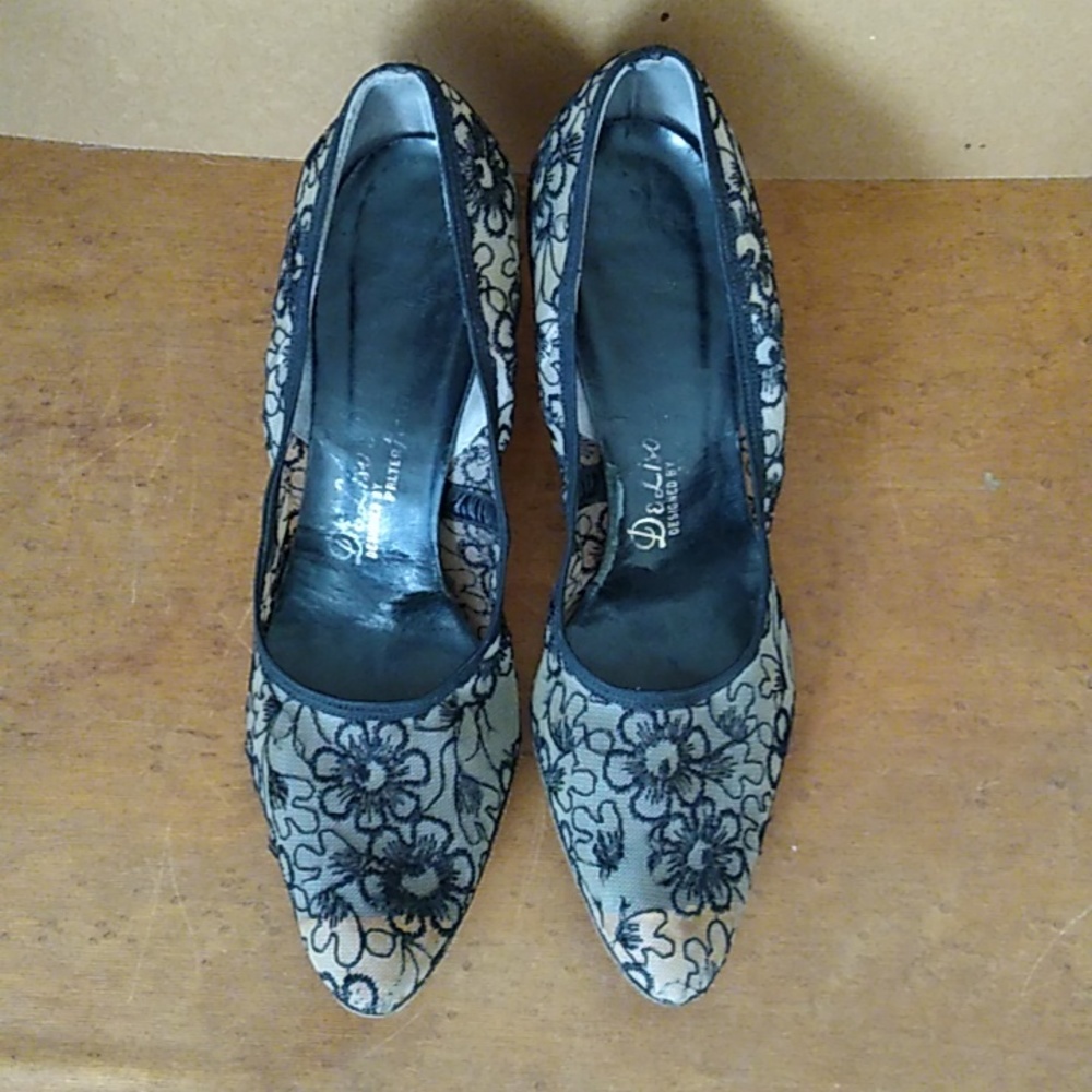 Vintage High Heels 1960s Sheer Floral - Picture 11 of 11